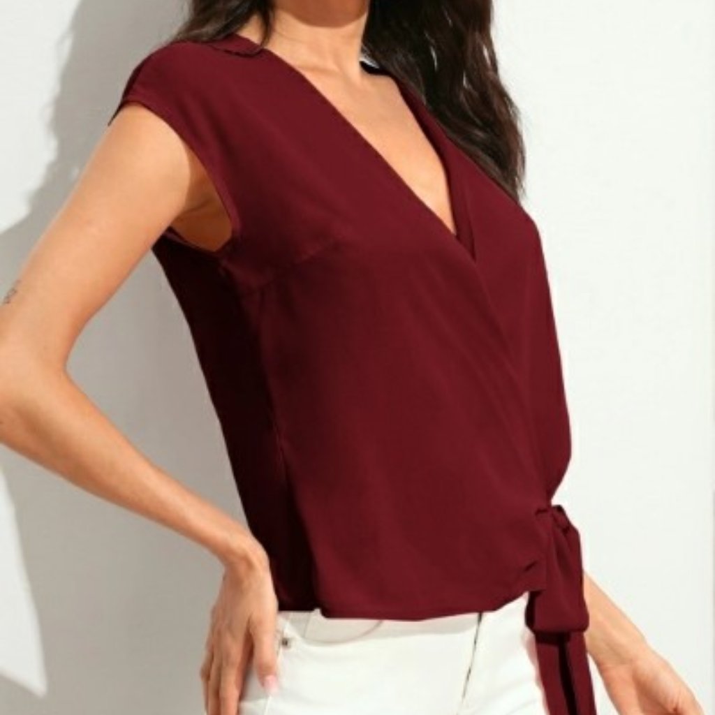 Shein Tie Side Wrap Solid Top